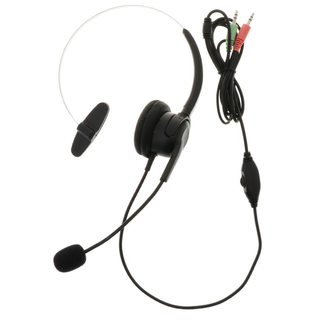 Telephone Headsets 3.5mm Noise Canceling W / Mic Overhead For Call Center