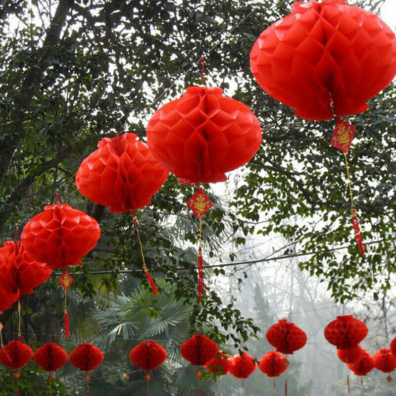 6pcs new year 2020 paper lantern chinese festival red lantern pendant Dec.l8