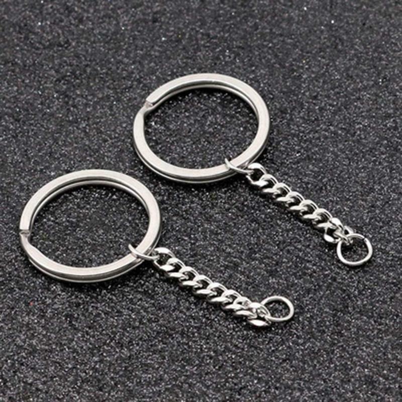 Round Key Keyring Split Ring Stainless Steel Chain Ring Circular Keychain Loops