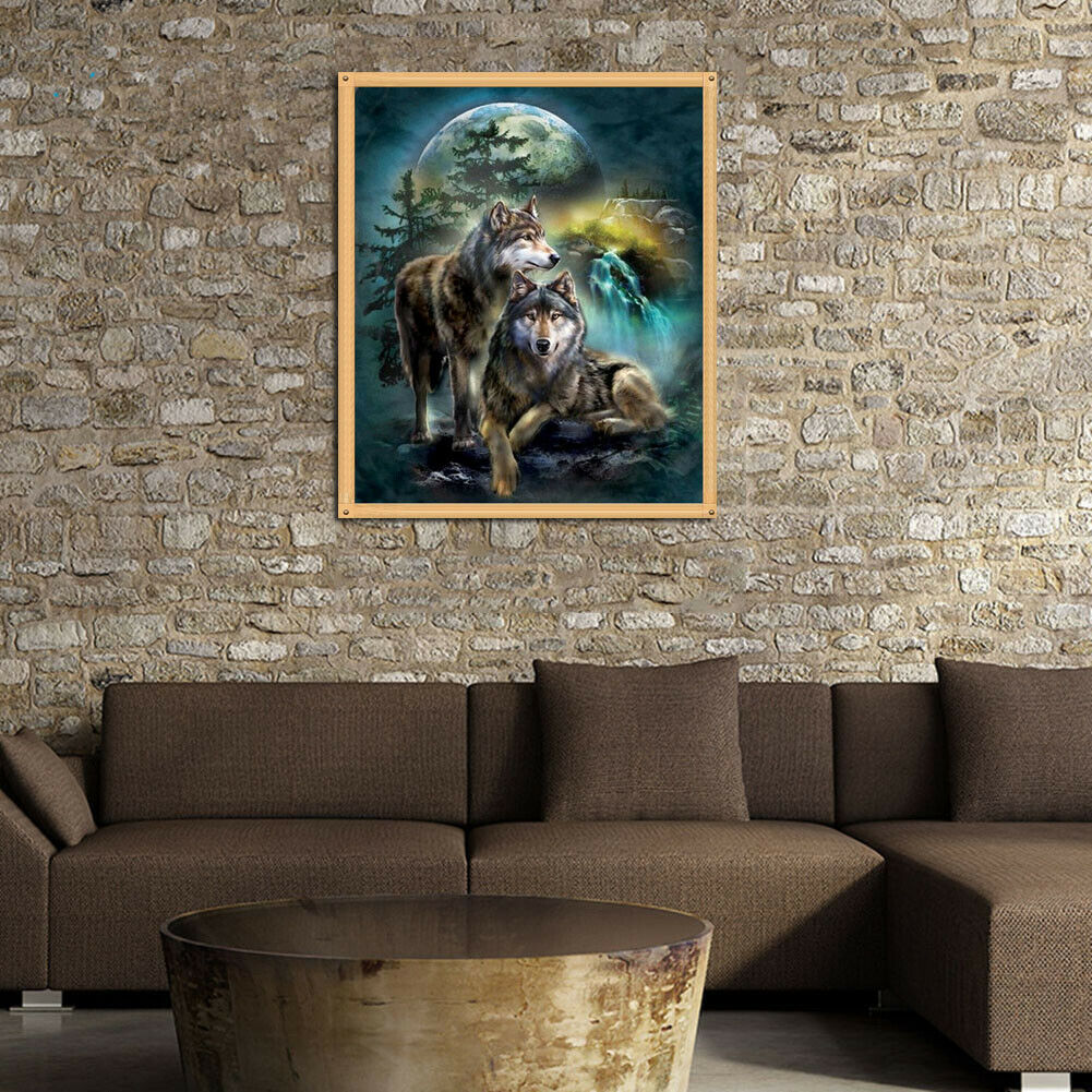 Wolf 5D DIY Round Full Drill Diamond Painting Embroidery Kits Needlework @