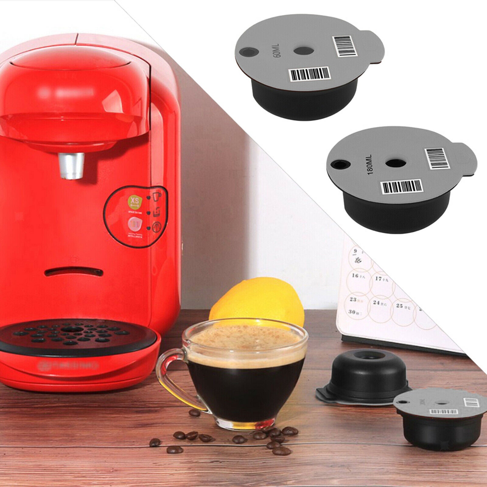 2x Reusable Food Grade PP Plastic Coffee Capsule Pod Cup for Bosch