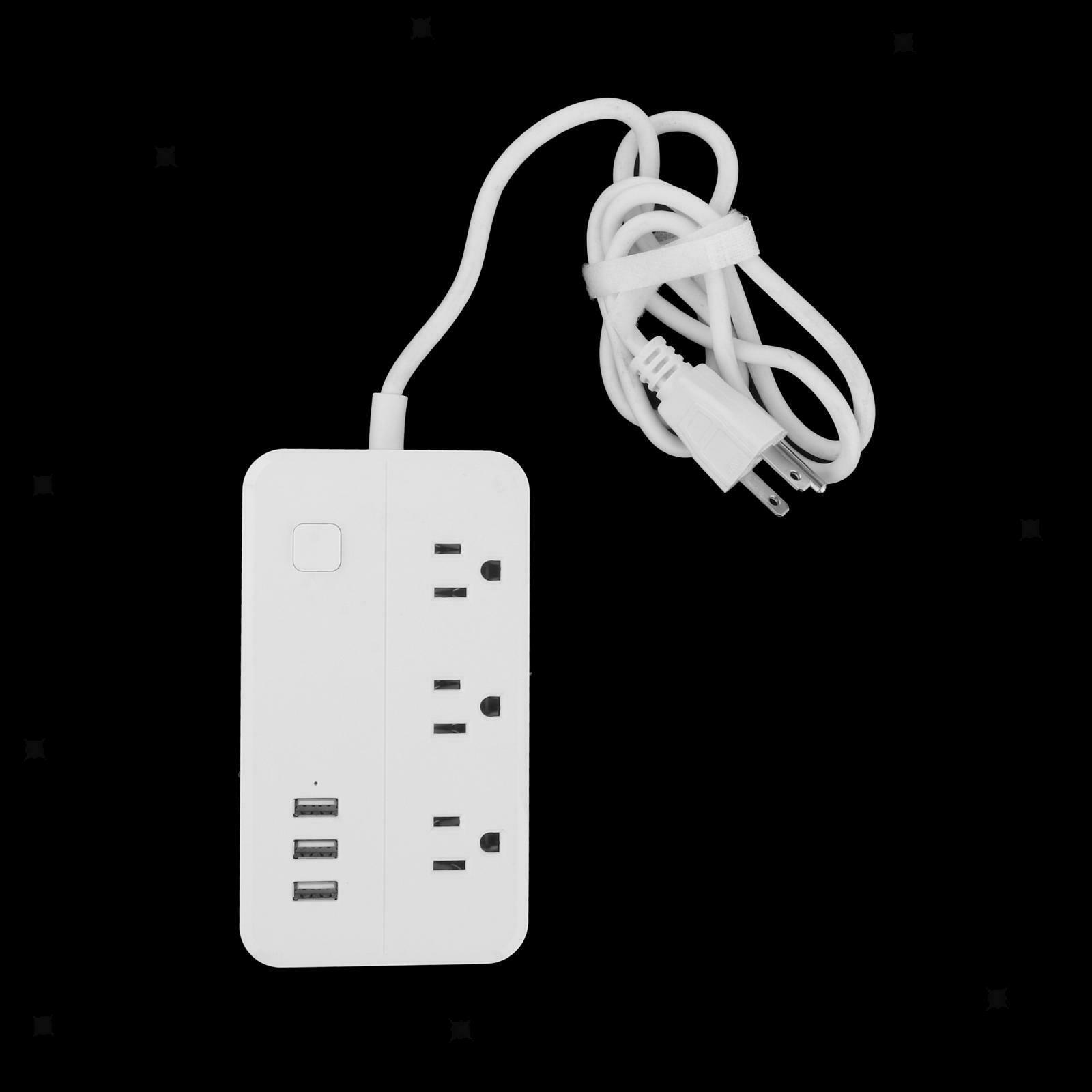3 Outlet Plugs 3 USB Ports Power Strip Surge Protection Charging Station