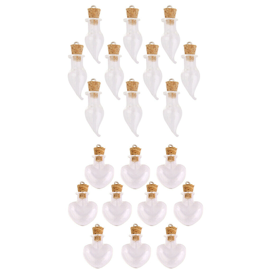 20pcs Glass Cork Bottle Long Heart Pepper Jars Vials DIY Wishing Bottles
