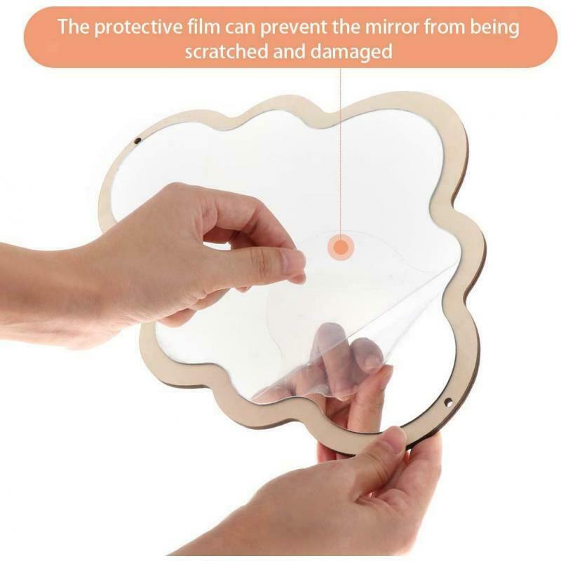 Wooden Cloud Wall Hanging Mirror Decor Baby Kid's Room Nursery Ornament #2