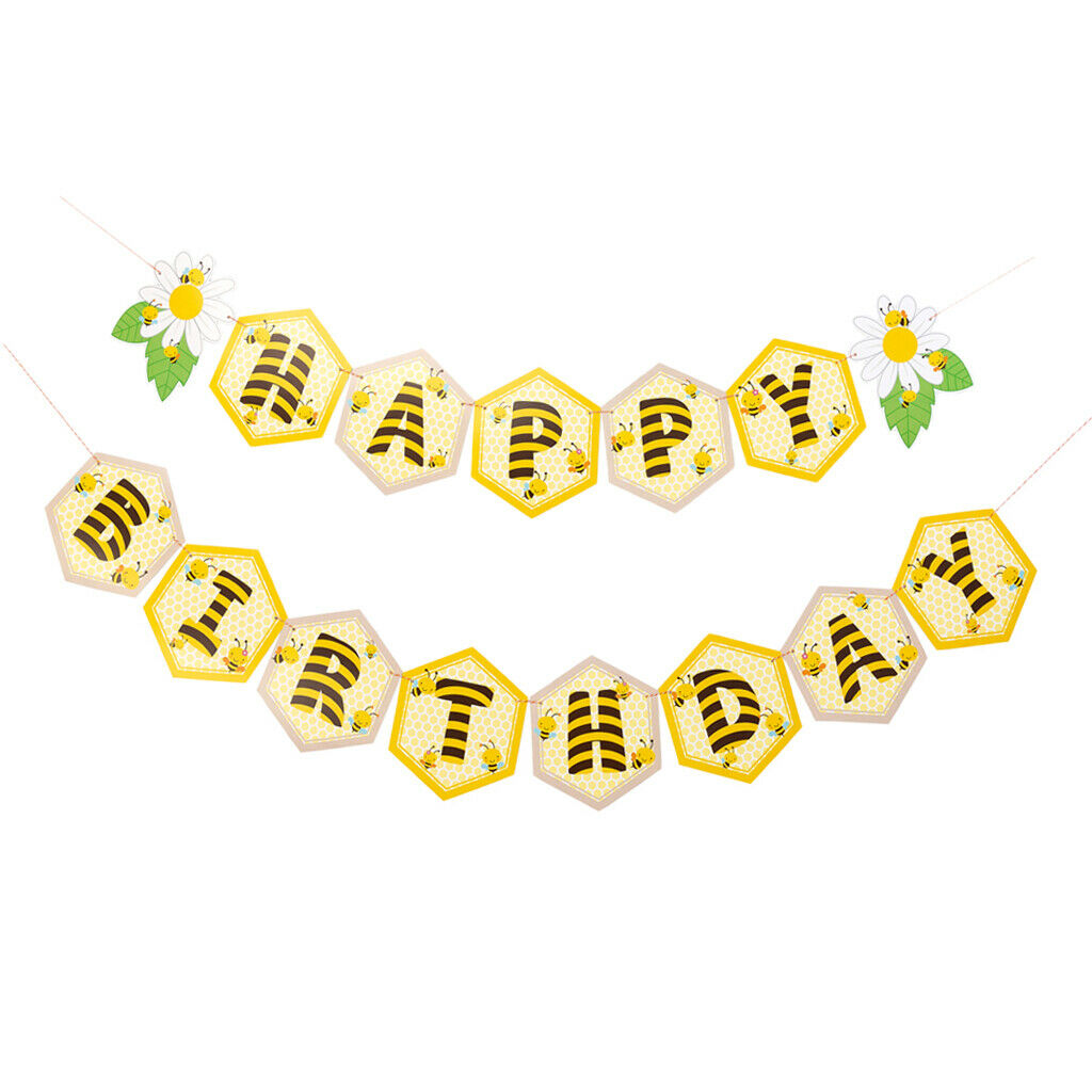 Mini Bee Happy Birthday Bunting Banner Birthday Party Decoration Supplies