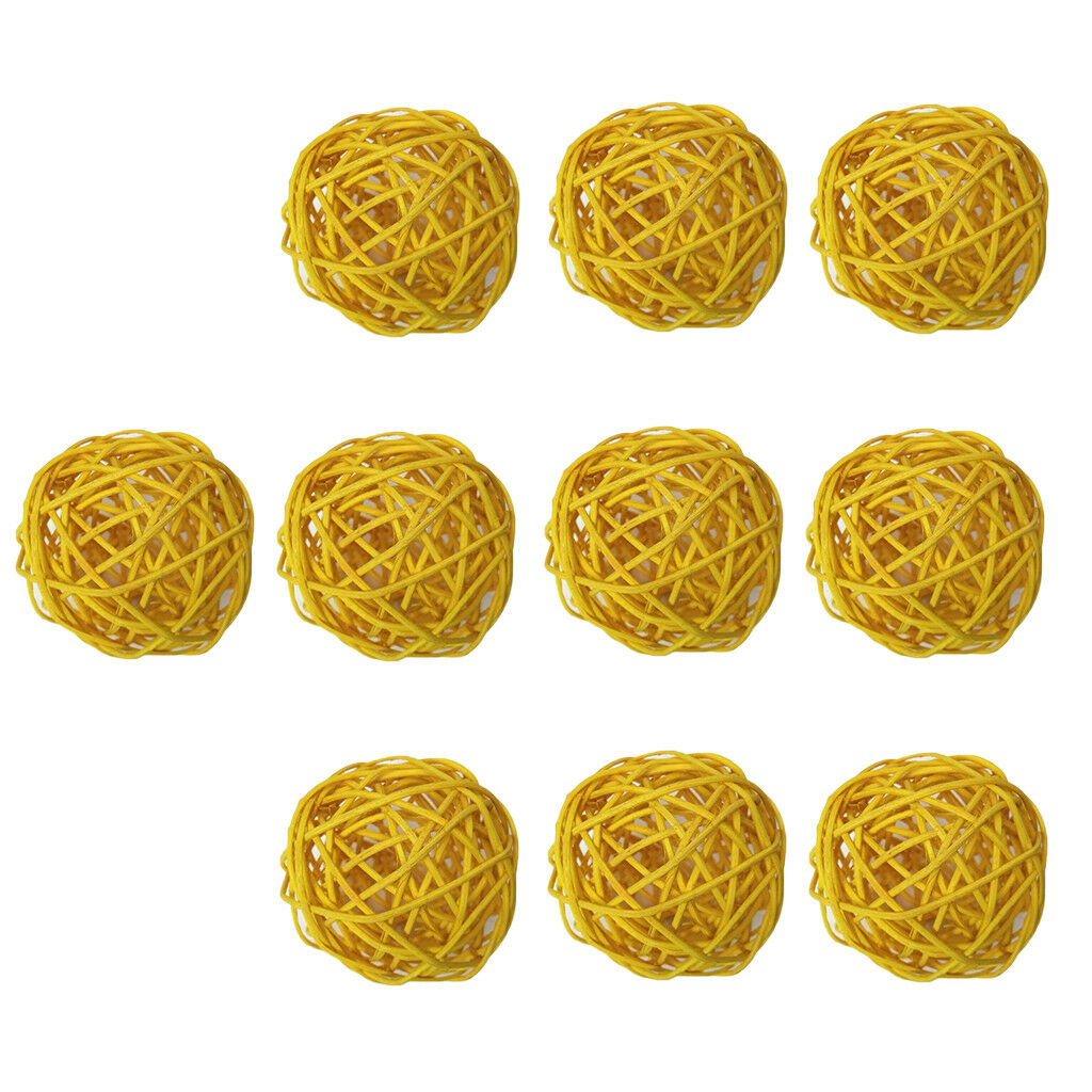 10pcs 5cm Rattan Wicker Balls Christmas Wedding Table Florist Decor Yellow