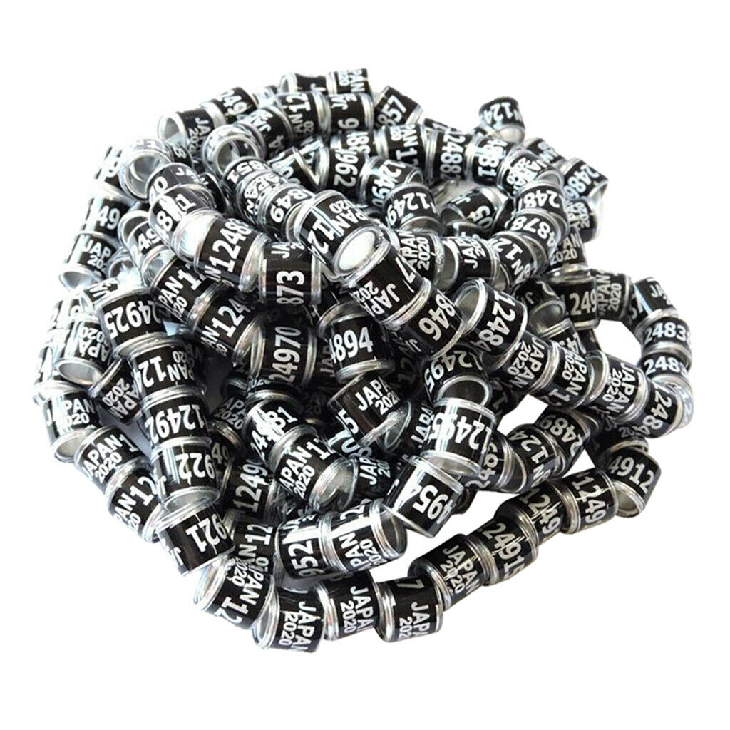 Set of 100 Racing Pigeon Leg Ring 2020 Year 8mm Plastic No Harm Black Japan
