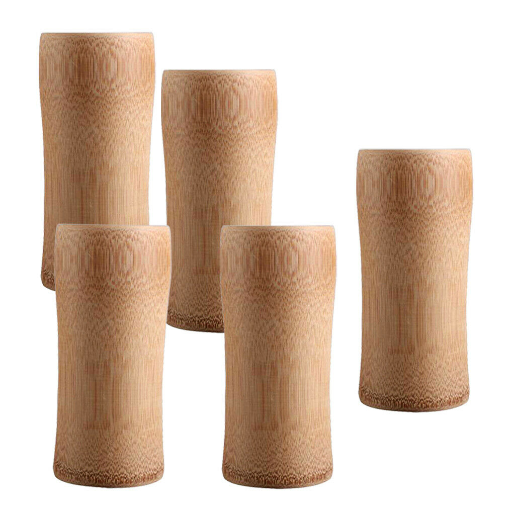 5 Pieces Natural Bamboo Drinking Mug Coffee Tea Beer Cup Glass 7.5x17cm