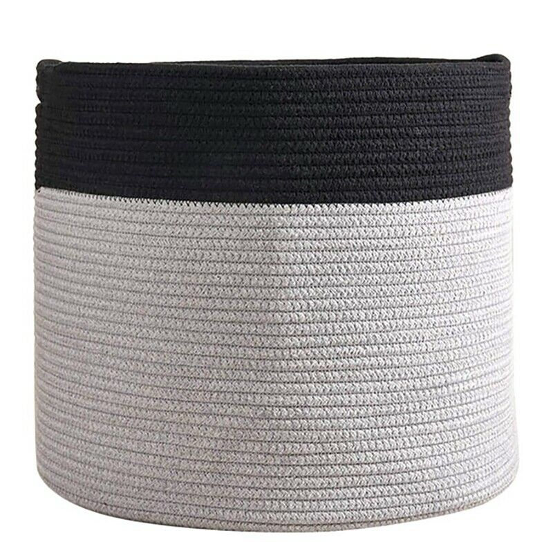 Large Cotton Rope Basket 15.8X15.8X13.8Inch - Baby Laundry Basket Woven BlanN4L8