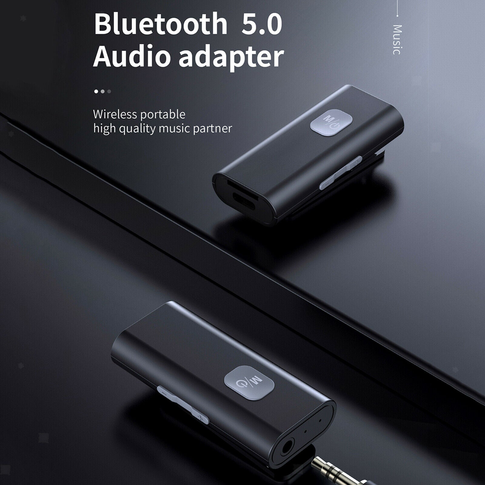 Bluetooth 5.0 Receiver Audio Connector with Mic for Car TV PC Easy Use