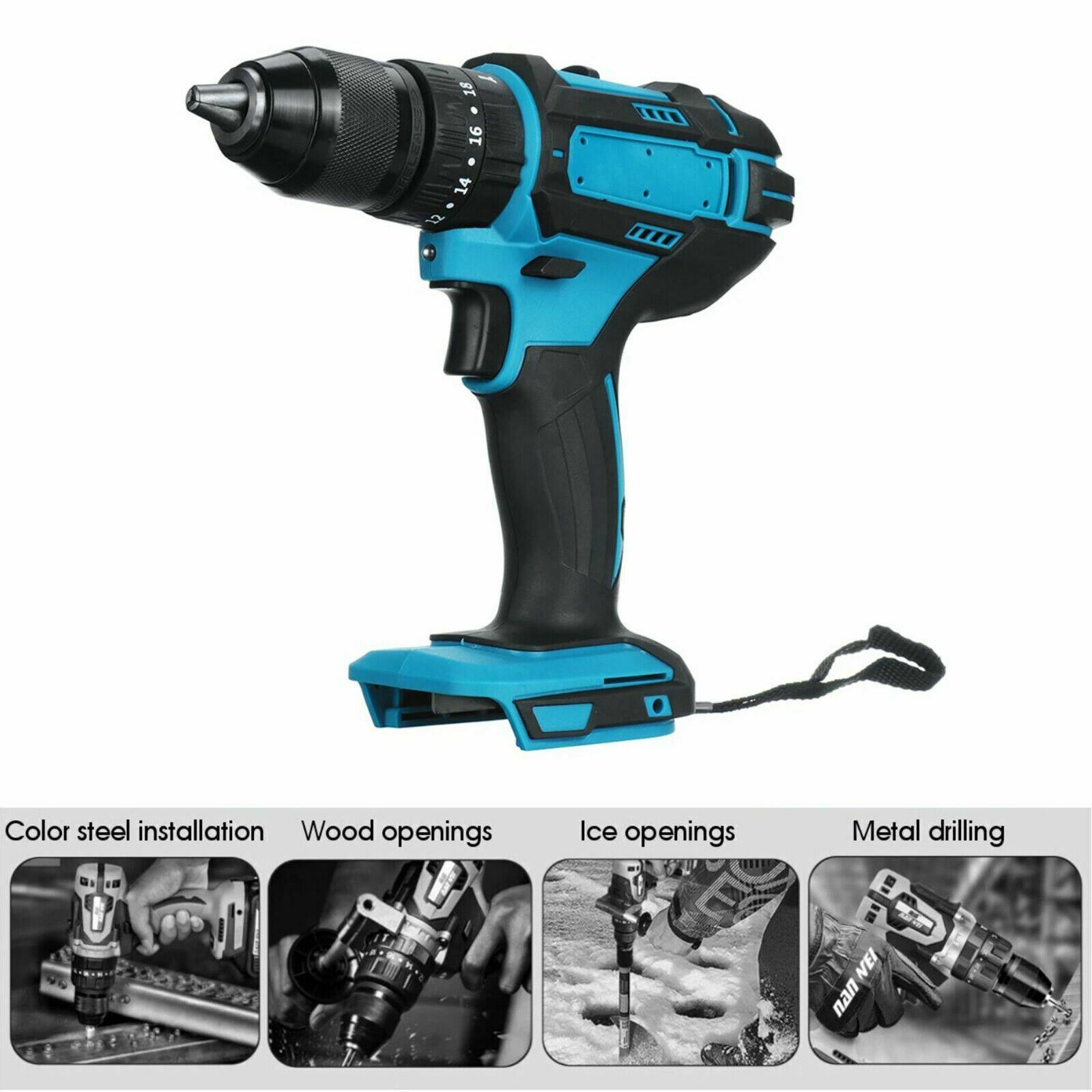 18V 2 Speed Cordless Electric Impact Drill Driver + LED Light For Makita Battery