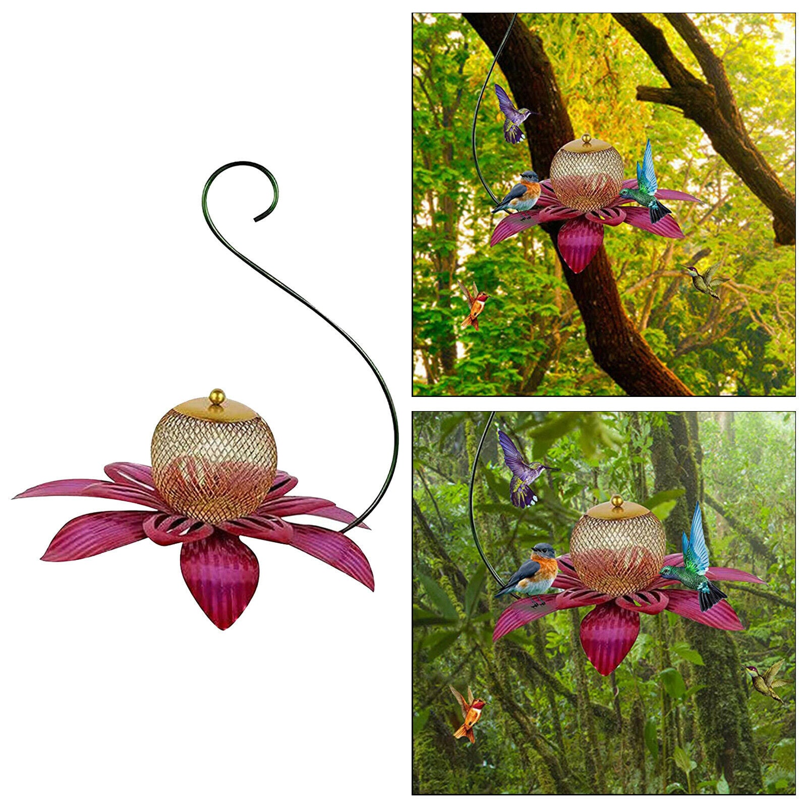 Flower Hanging Hummingbird Feeder Backyard Patio Decor Ornament