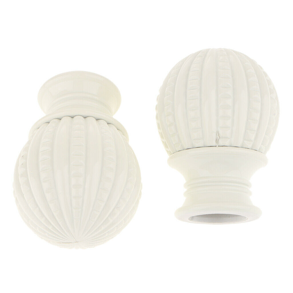 1 Pair Retro Curtain Decorative Pole Rod Finials Ends Heads 28mm White B