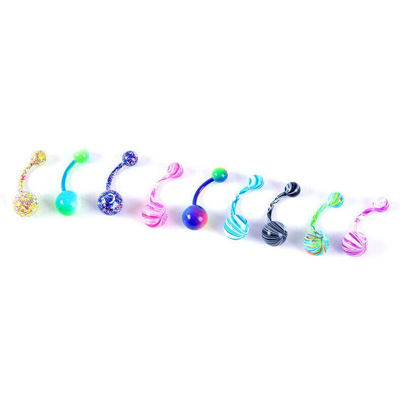 16Pcs Mix Navel Belly Button Ring Barbell Rhinestone Crystal Ball Body Je.l8
