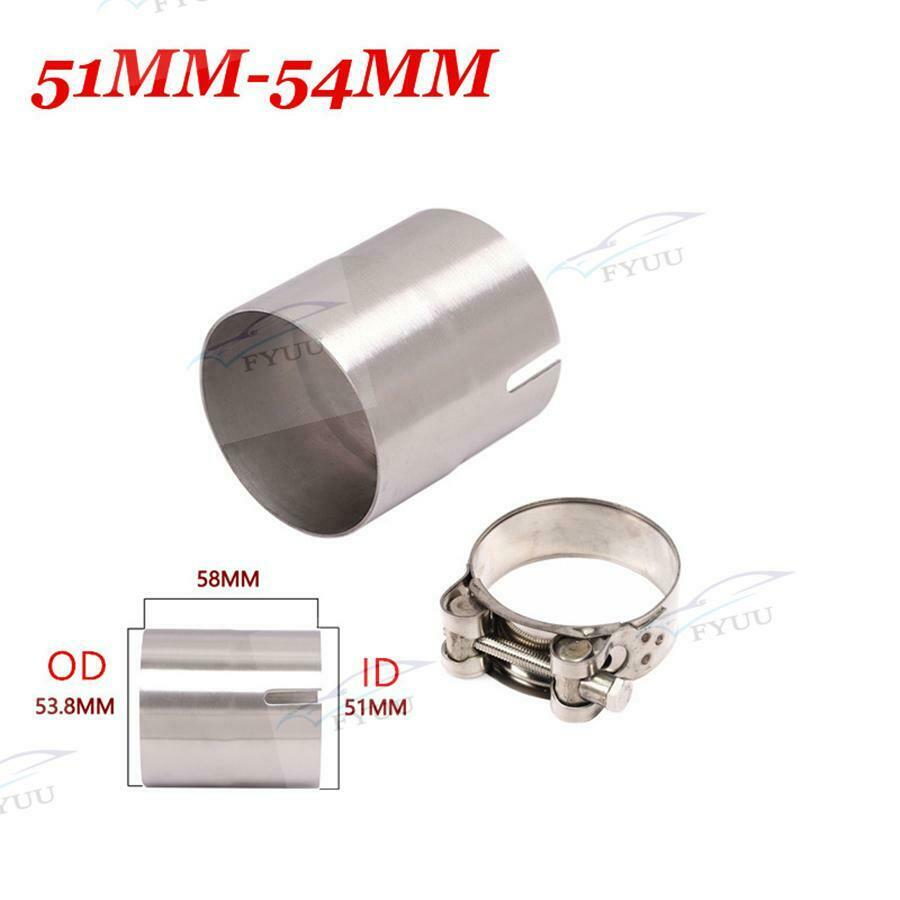 51mm to 54MM Motorcycle Mild Convertor Adapter Reducer Connector Pipe Tube Race