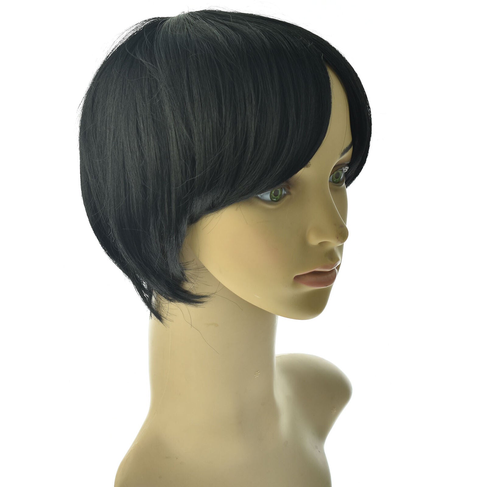 Mens Black Wig US stock Short Hair Synthetic Old Heat Resistant Straight for Man