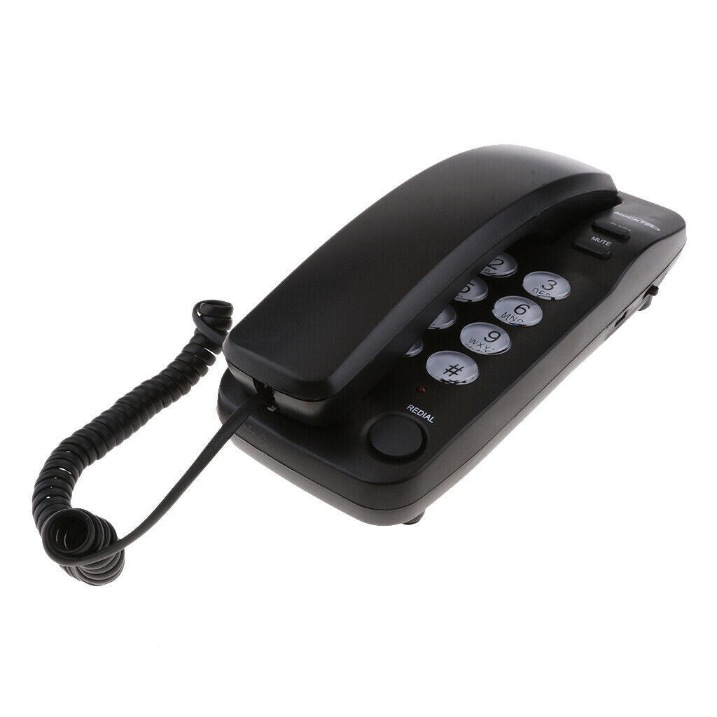 Multifunction Mini Corded Desk Phone Office Fixed Business Wired Black