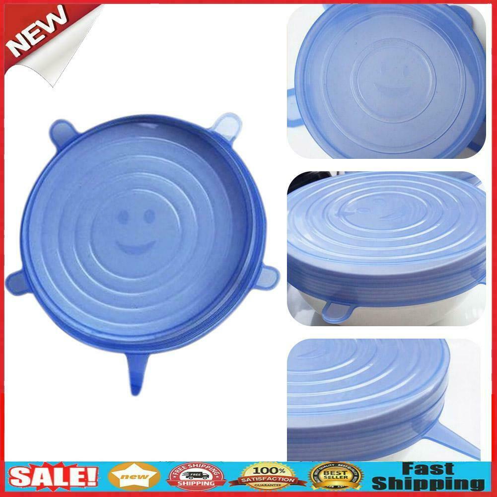 6pcs Reusable Silicone Fresh-keeping Cover Food Sealing Cap Stretch Lids @