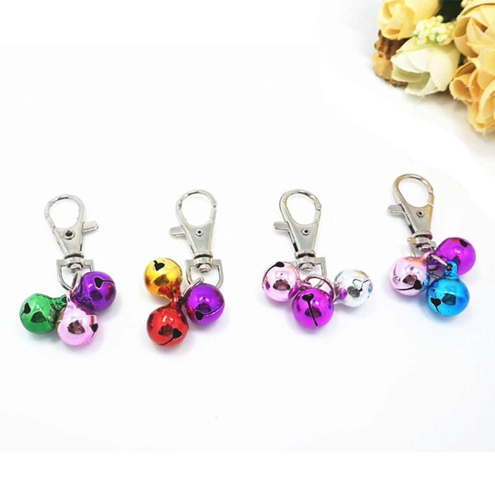 2x Metallic Pet Dog Cat Puppy Charms Jingle Bells with Clips for Necklac.l8