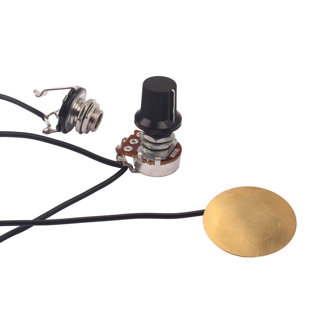 2 Set Piezo Pickup with Volume Control Knob 6.35mm Output Jack for DIY