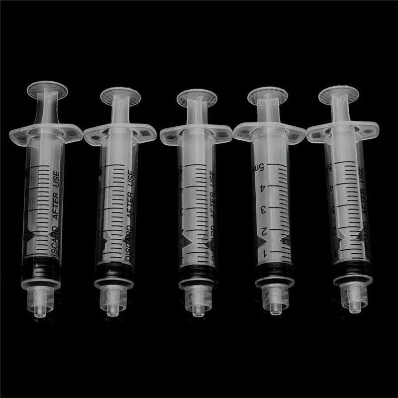 5PCS 5ml Disposable Sterile Syringe Crimp Chemical Needle Tips For Glue Oil Ink