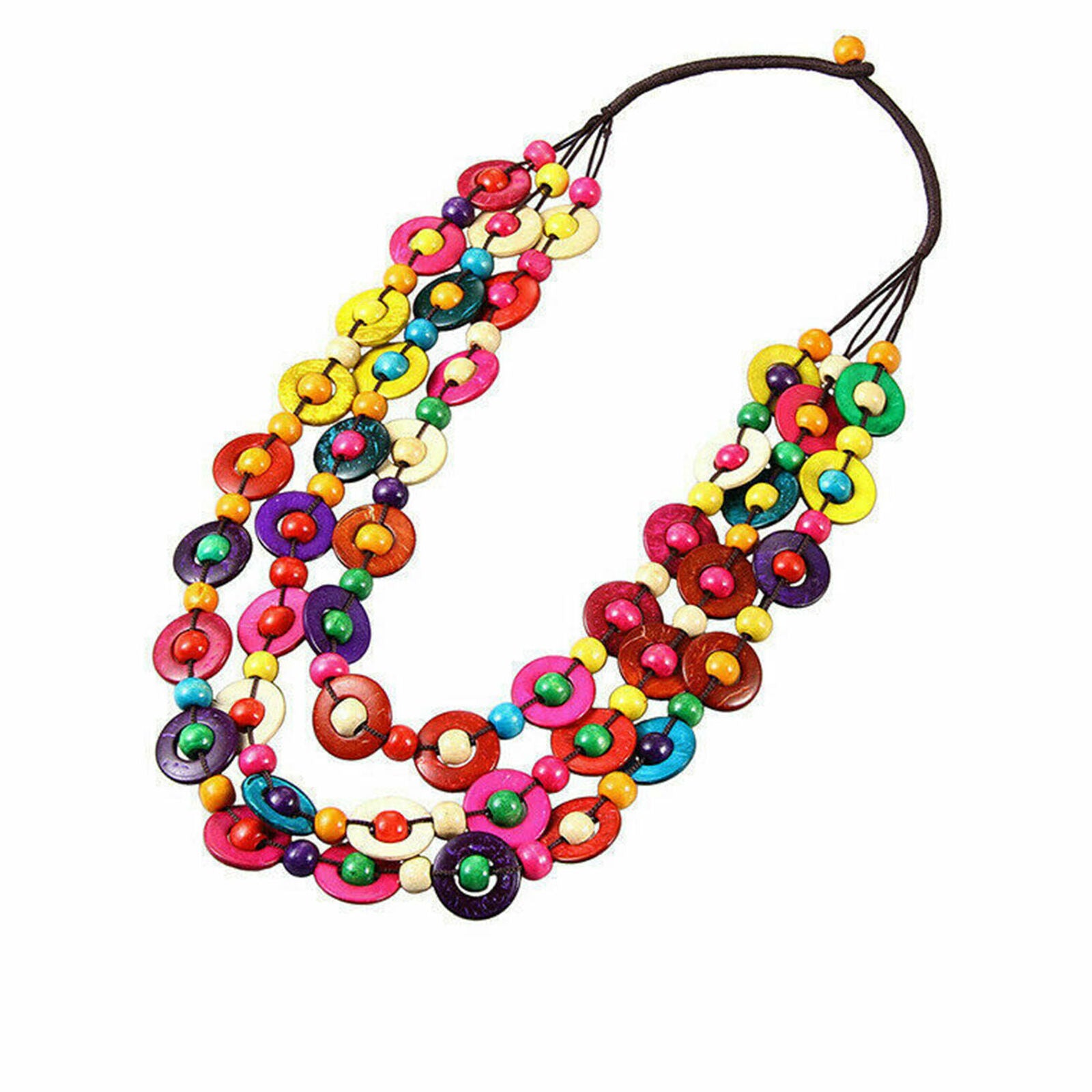 Retro Ethnic Bohemia Necklace Wooden Beads Jewelry Pendant Sweater Chain New