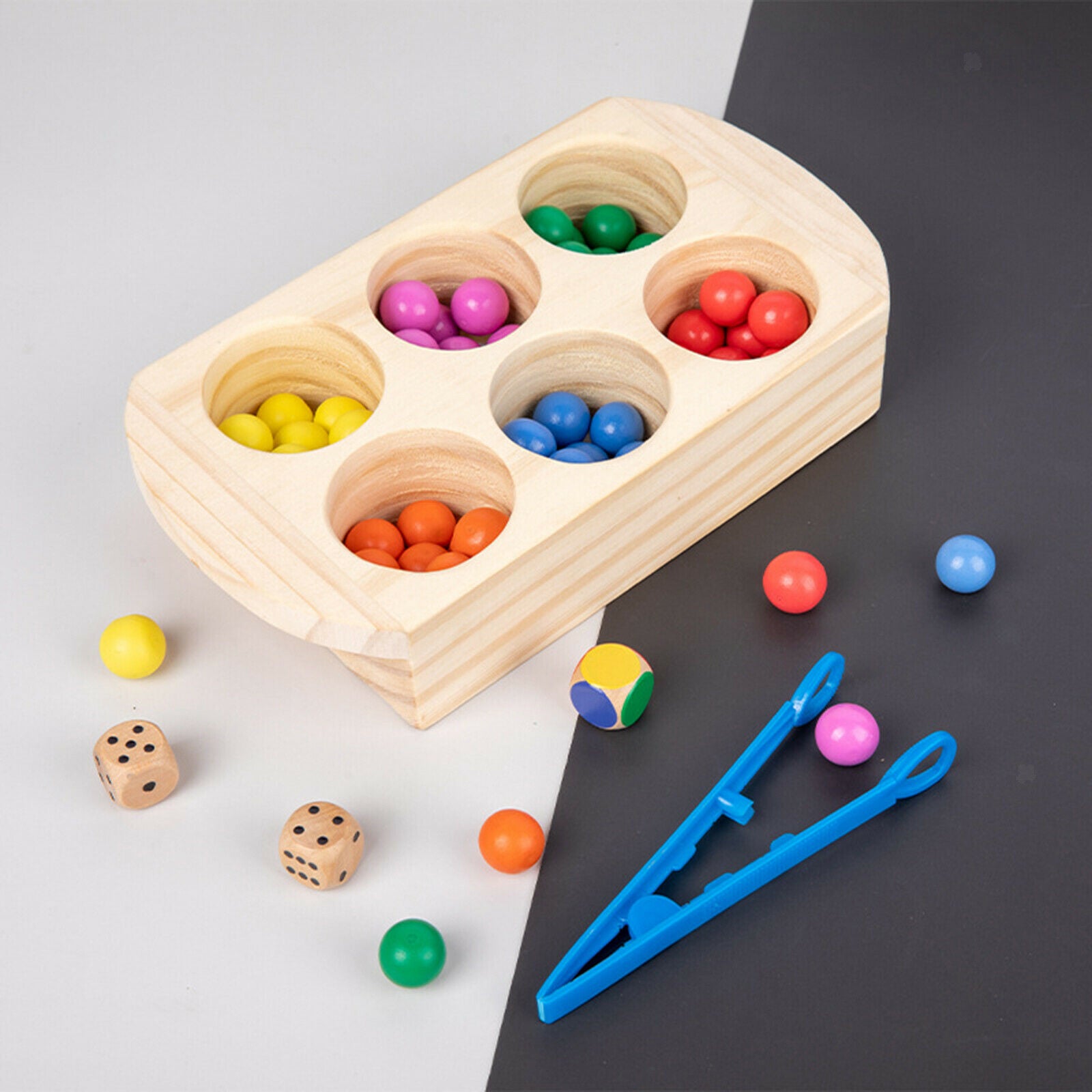 Wooden Counting Bead Montessori Color Matching Early Memory Fun Sensory Toys