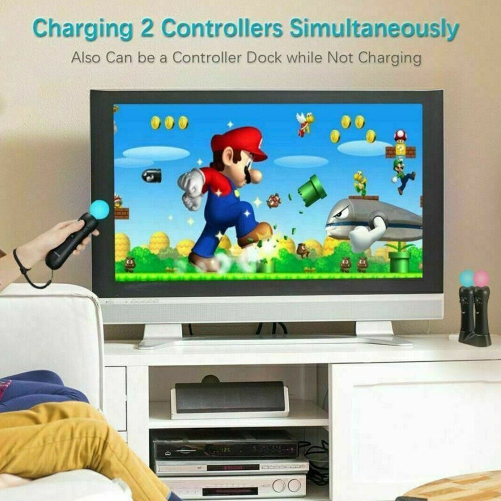 Dual Charger Charging Dock Station for Playstation PS4 PS VR Move Controller