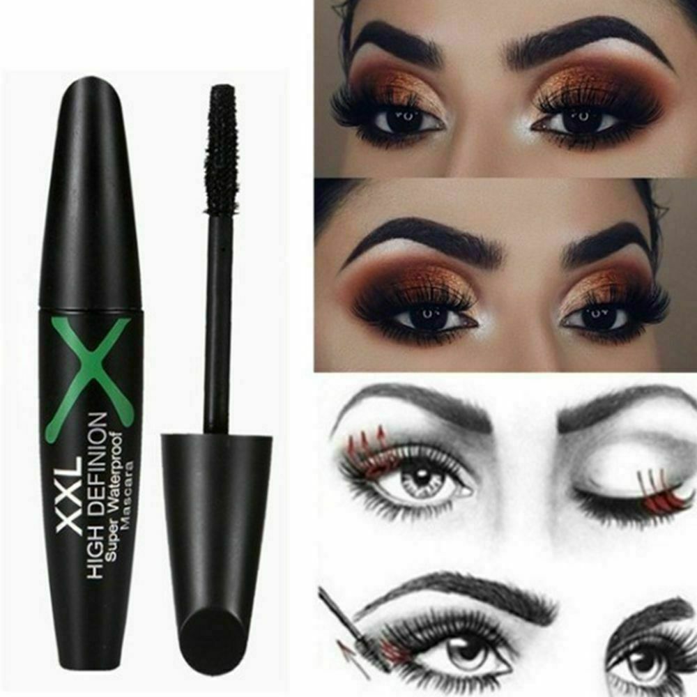 Black 4D Silk Fiber Eyelash Mascara Extension Makeup Waterproof Kits Eye Lashes