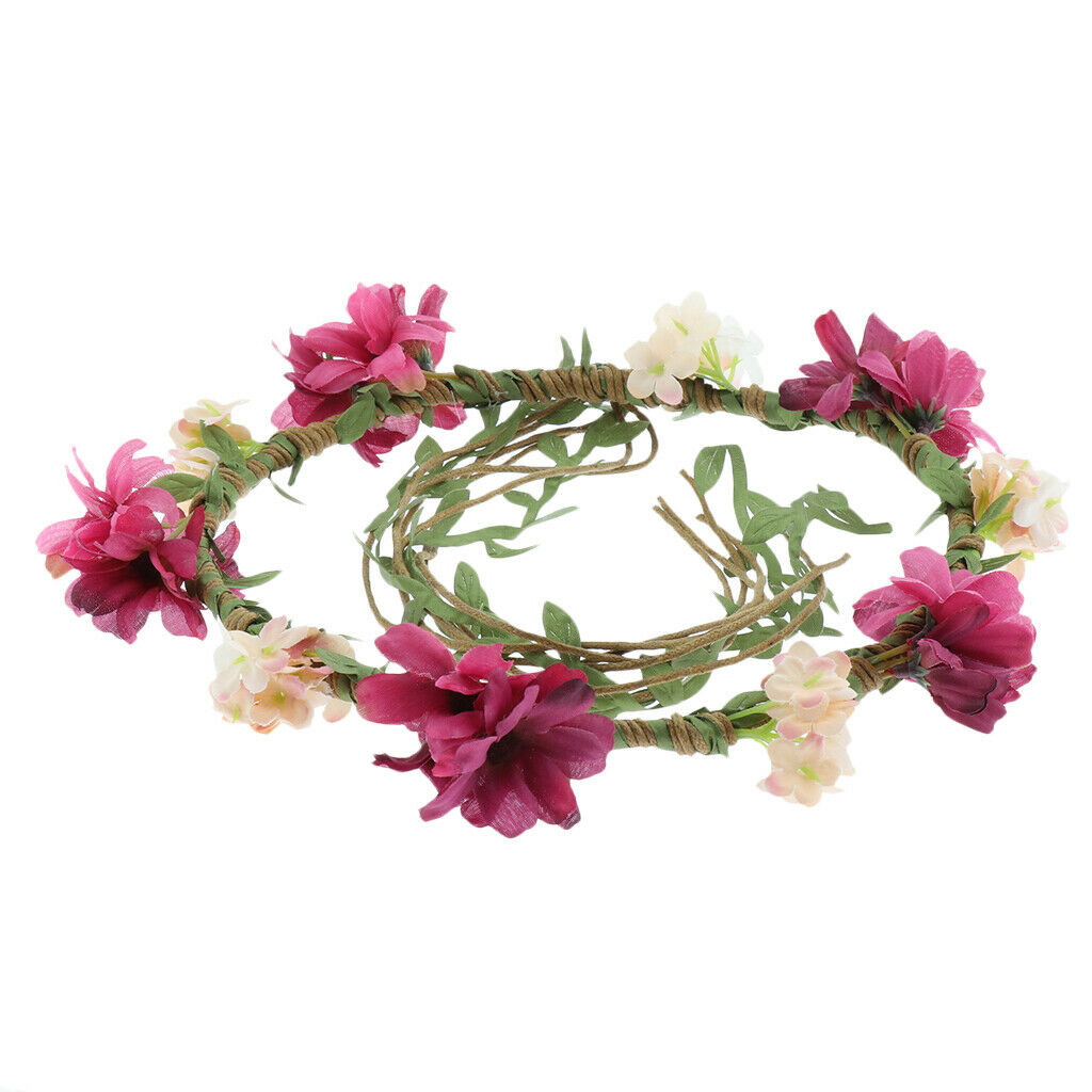Women Flower Headband Floral Style Cross Head Wrap Hair Band Rose Red