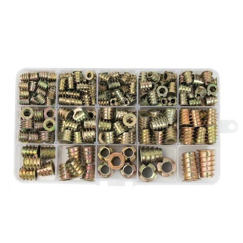 230Pcs Threaded Inserts Nuts Wood Insert Assortment Tool Kit M4/M5/M6/M8 FurniU5