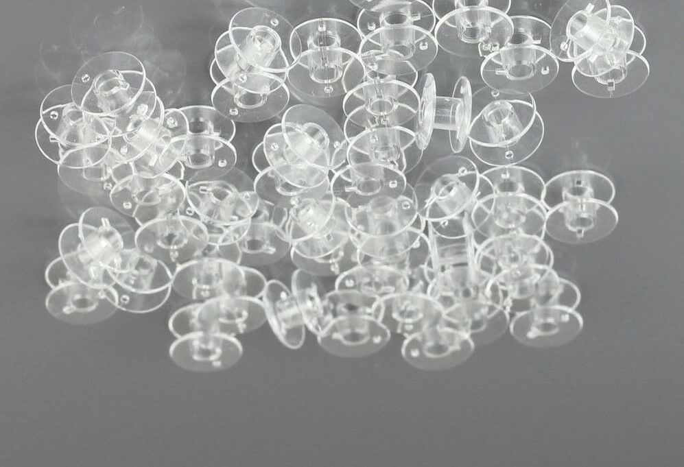 50 Empty Bobbins Spool Clear Plastic For SINGER KENMORE VIKING 15 CLASS Machine