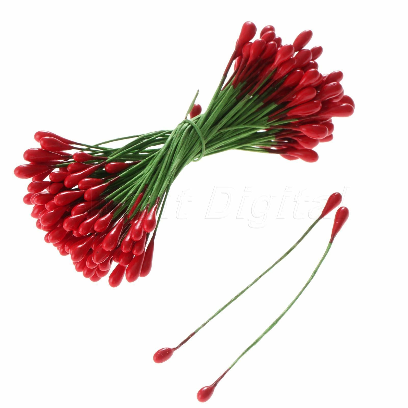 100x Round Flower Stamens Artificial Red Double Sided Wire Wrapped Wedding Favor