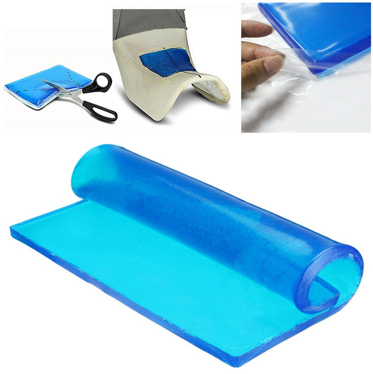 DIY Modified Polyurethane Elastic Fiber Motorcycle Seat Gel Pad 25*25*2cm Blue
