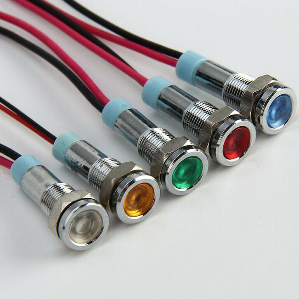 5pcs LED Indicator 6mm Thread Metal 6V Light Panel Signal   Bulbs Lamps