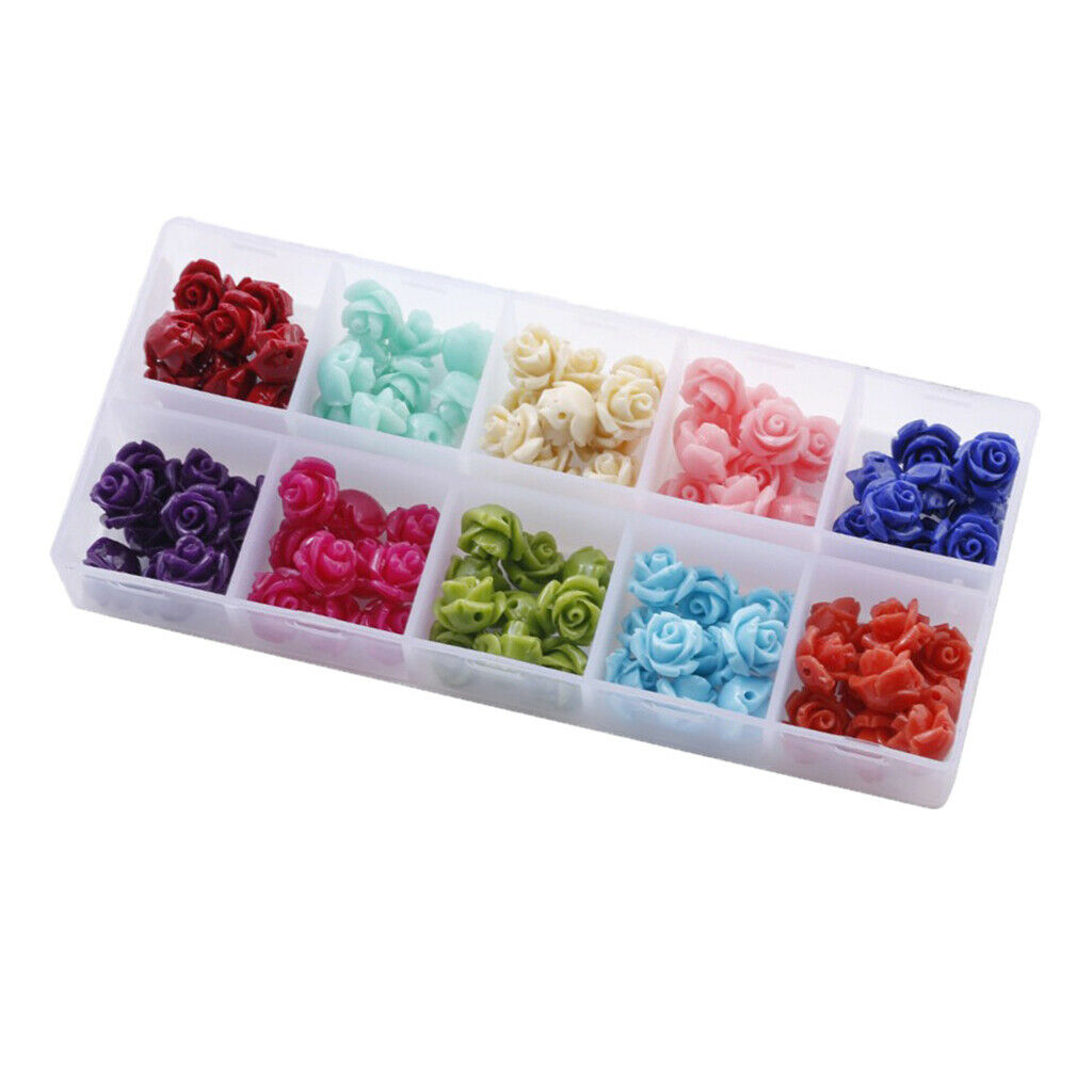 100pcs Flower Loose Beads Charms DIY Jewelry Scrapbooking Decorative Crafts