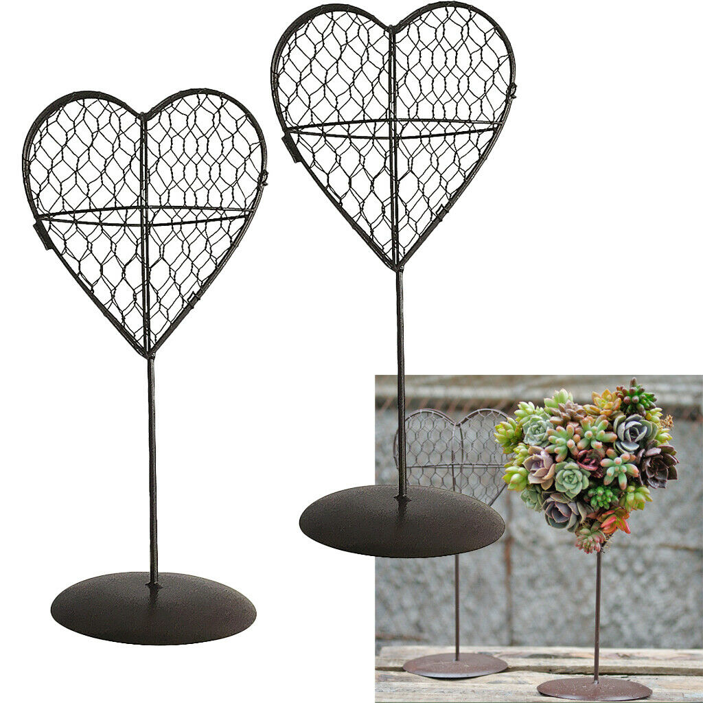 2Pcs Display Stand Iron Heart Shaped Stand Rack Holder for Air Plant Succulent
