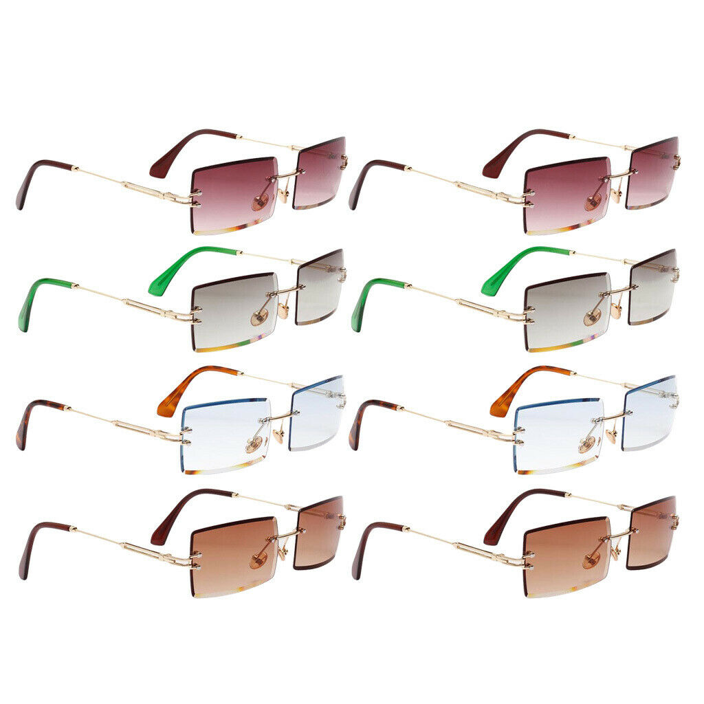 8 Piece Fashion Sunglasses Designer Tinted Lens Metal Frame Eyewear Anti-UV