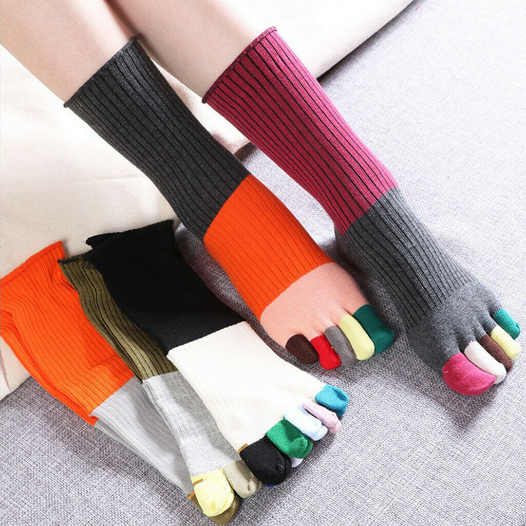 Mid-calf Length Toe Socks Cotton Warm Crew Socks for Men and Women Wine Red