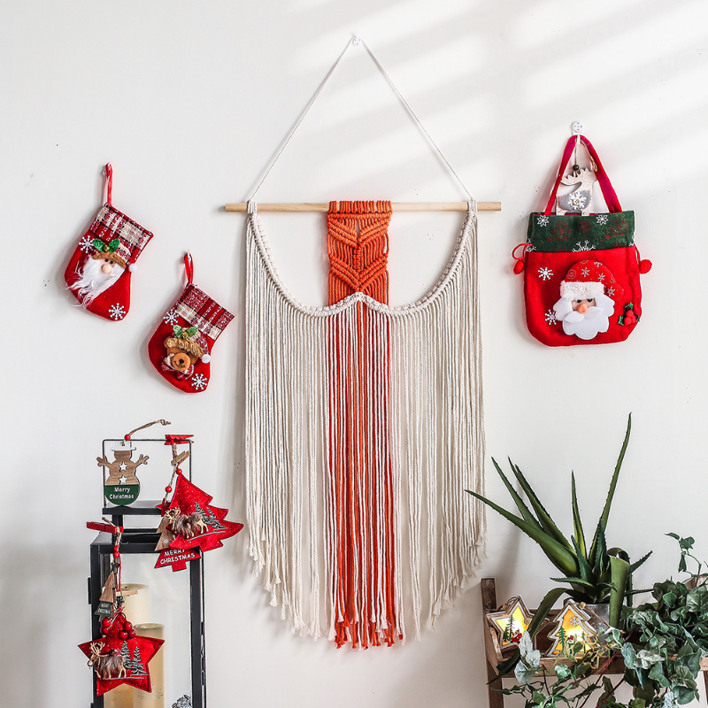1PC Macrame Wall Hanging Tapestry Handmade Cotton Woven Tassel Boho Decoration