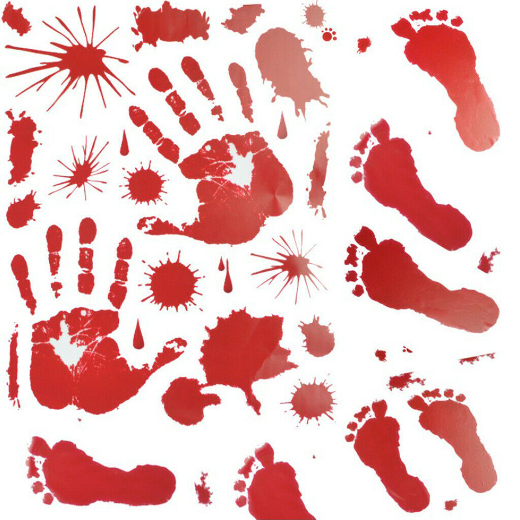 Bloody Footprints Handprint Stickers Halloween Decorations Bloody Hand