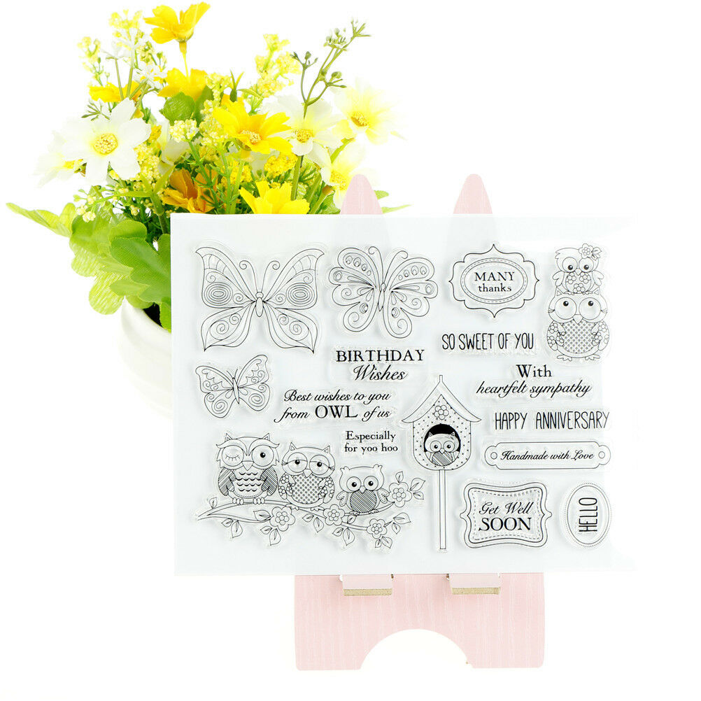 Transparent Clear Silicone Stamps owl for DIY Scrapbooking Card Makin.l8