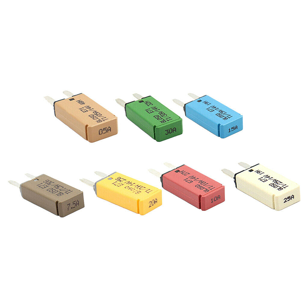 7 Pieces Car ATM Mini Blade Fuse Kit Circuit Breaker Manual Reset 5AMP-30AMP