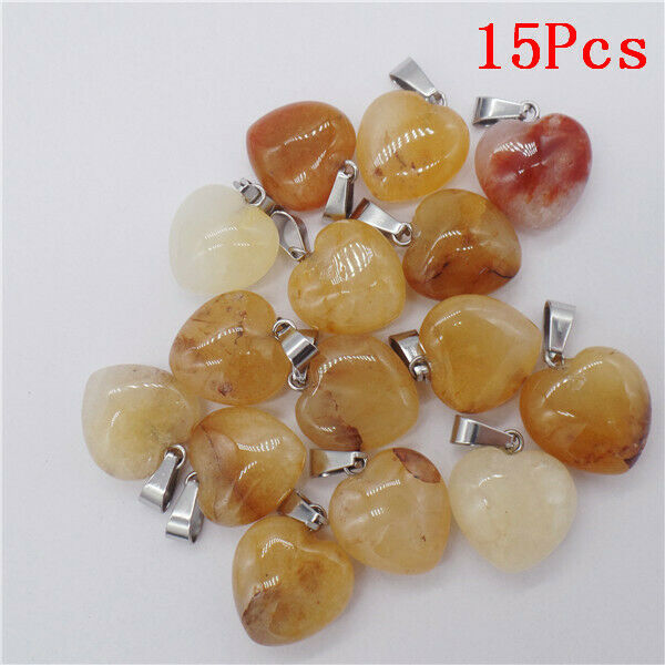 15Pcs 16x16x7mm Natural Yellow Aventurine Love Heart Healing Pendant Bead HH9480