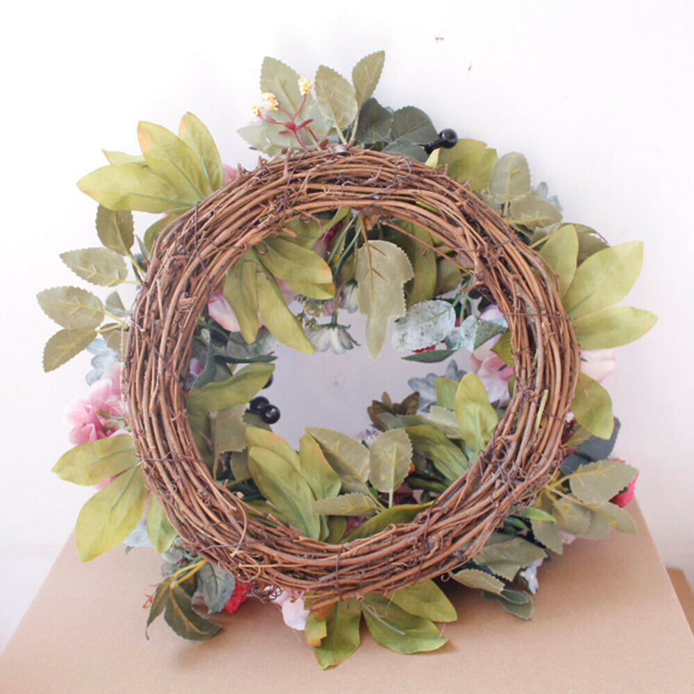 Artificial Peony Flower Summer Wreath Green Leaves Front Door Indoor Wall Decor