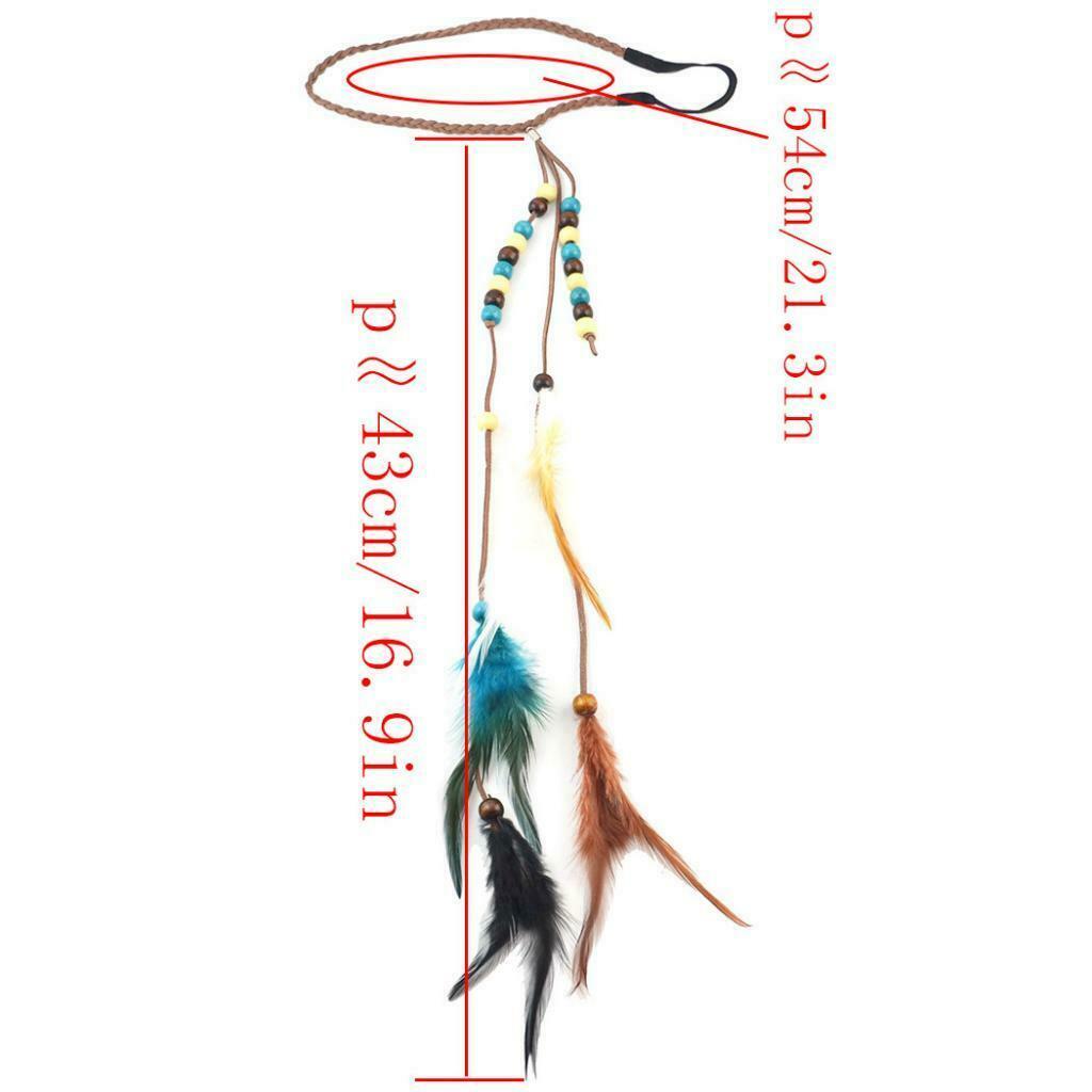 Boho Velvet Feathers Beads Hairband Gypsy Head Rope Hair Festival Jewelry