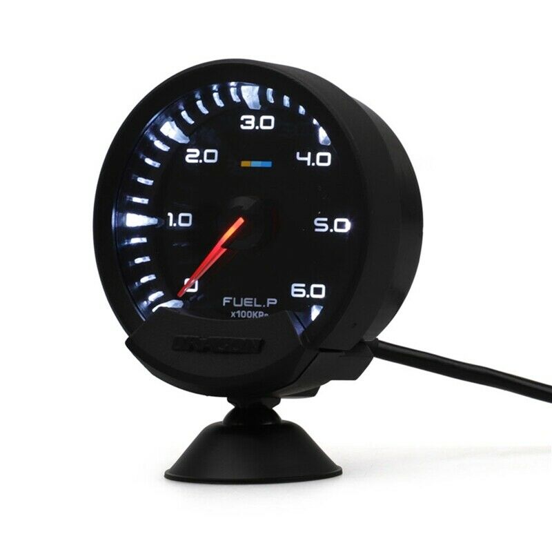 60mm 12V Fuel Pressure Gauge Oil Press Gauge White Led Fuel Gauge Universal S7A4