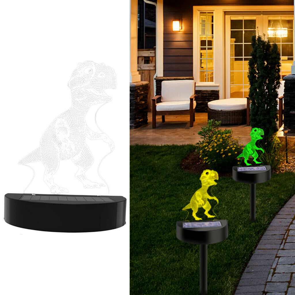 Solar Garden Light Illusion Dinosaur Waterproof Lamp Patio Backyard Decor