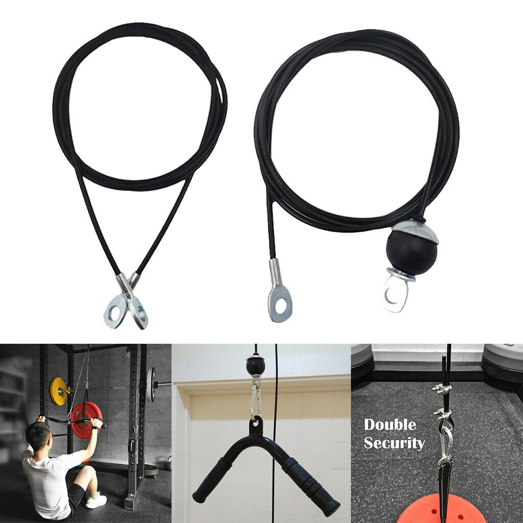 2 Pieces 5mm 2m Adjustable Fitness DIY Pulley Cable Arm Biceps Back Home Gym
