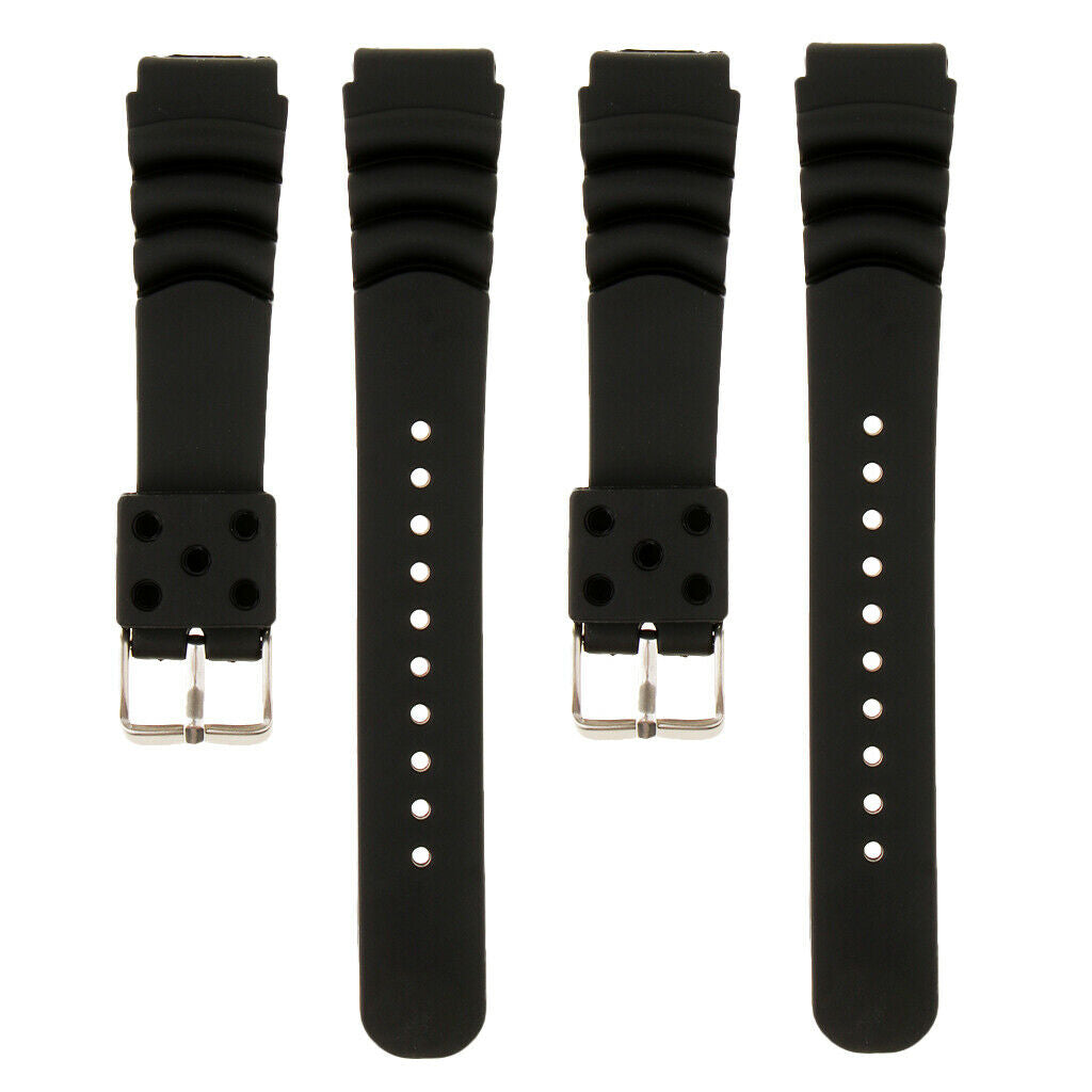Prettyia 2pcs Quick Release Soft Silicone Rubber Dive Watch Band Strap 20mm